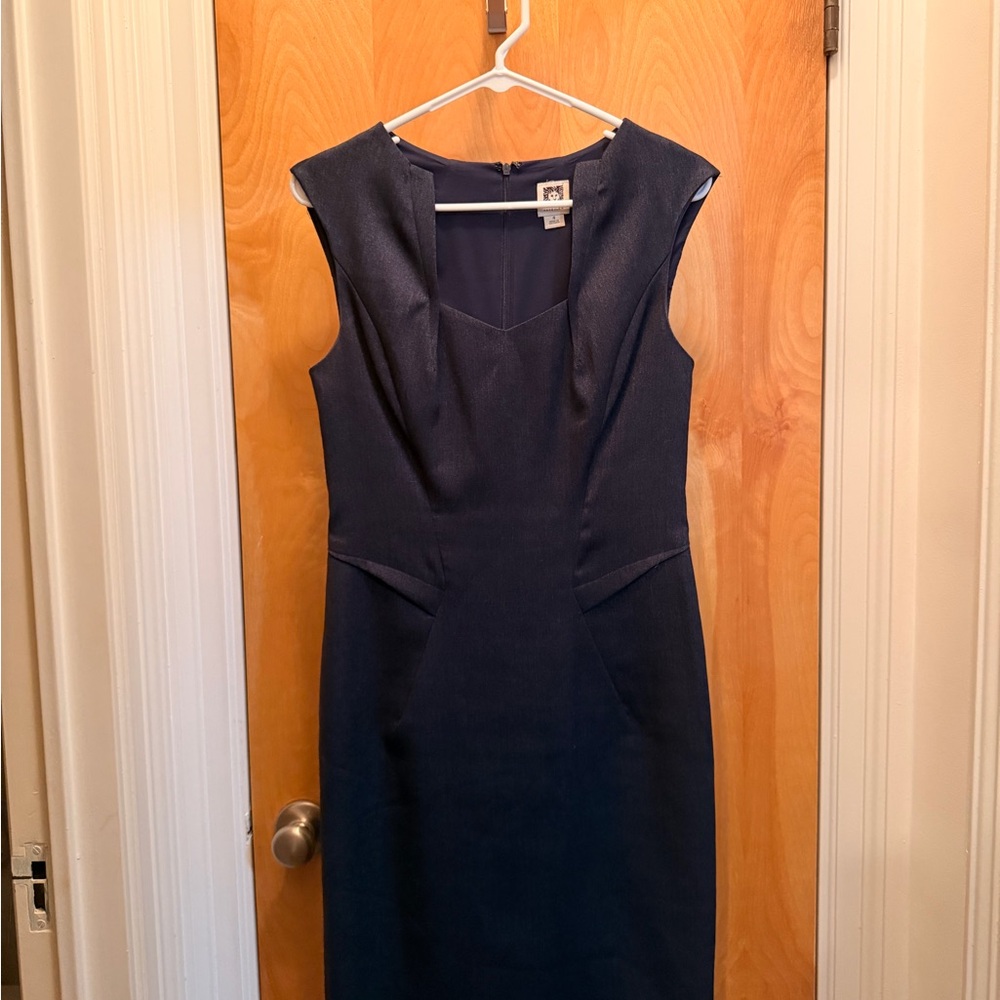 Anne Klein Navy Midi Sheath Dress